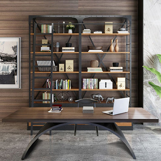 Brown Rectangular Writing Desk 30-inch H Office Desk for Home