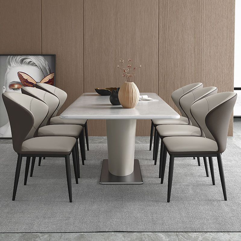 Minimalist Wingback Armless Dining Chair Faux Leather Side Chair Clearhalo 'Dining Chairs' 'Dining Tables & Seating' 'dining_chair' 'furn' 'furn_dining_chair' 'Furniture' 'Kitchen & Dining Furniture' 1200x1200_32c31988-6847-4645-ba7e-caa4f886b594