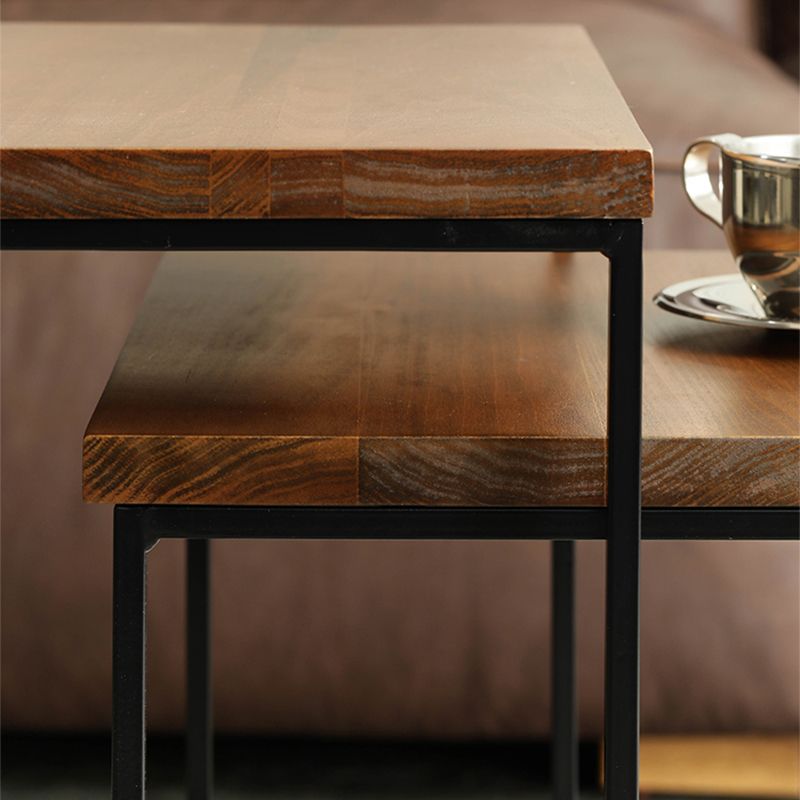 Industrieller Cocktailtisch, rechteckiger Kaffee-Cocktailtisch aus massivem Holz