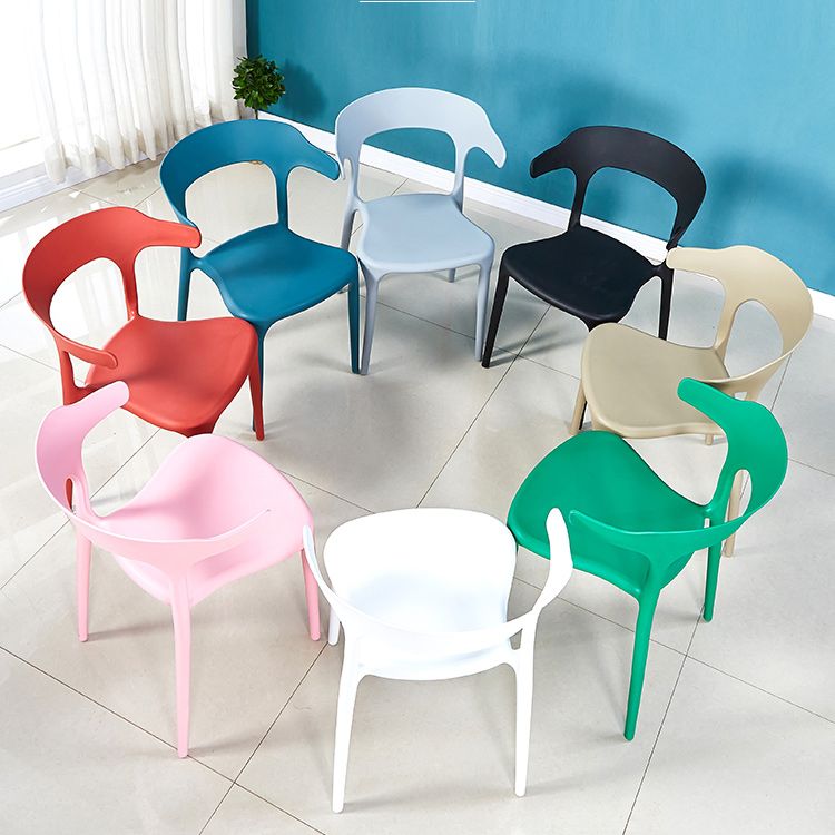 Contemporary Plastic Home Arm Chair Open Back Matte Finish Dining Chair Clearhalo ' kitchen&dining_furn' 'Dining Chairs' 'Dining Tables & Seating' 'dining_chair' 'furn' 'furn_dining_chair' 'Furniture' 'furniture_dining_chair' 'Kitchen & Dining Furniture' 'kitchen' 1200x1200_32c3db4f-7bd1-4645-bde0-af42dd517cea