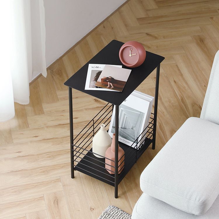 23.62" Tall Rectangular Side Accent Table Metal 4 Legs End Table