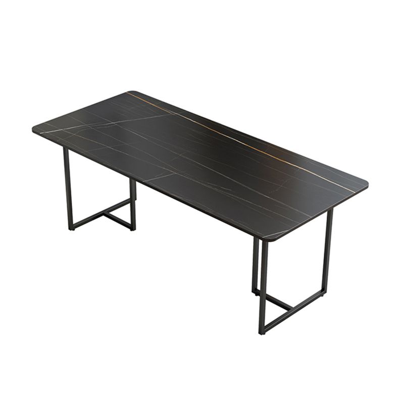Industrial Black Table for Restaurant Rectangle Dining Table with Double Pedestal Clearhalo 'Dining Tables & Seating' 'Dining Tables' 'dining_table' 'furn' 'furn_dining_table' 'Furniture' 'furniture_dining_table' 'Kitchen & Dining Furniture' 'kitchen' 'kitchen_dining_table' 1200x1200_32c8b924-5f2d-46de-b1f6-6048826ac51d