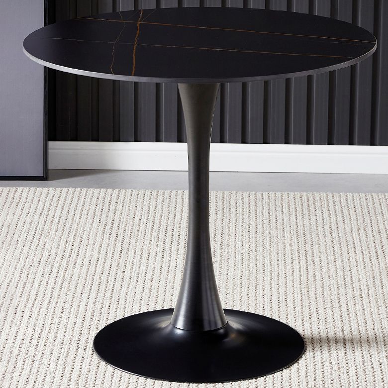 Round Dining Table Stone Top Dining Table in Black and White Clearhalo 'Dining Tables & Seating' 'Dining Tables' 'dining_table' 'furn' 'furn_dining_table' 'Furniture' 'Kitchen & Dining Furniture' 1200x1200_32c95b72-6069-47ed-b1ad-ec79b3e2a283