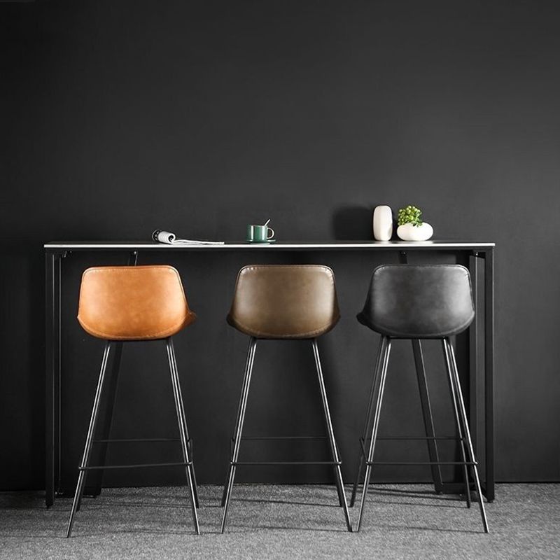 Mesa rectangular contemporánea con altura de barra, mesa de comedor interior de hierro y piedra