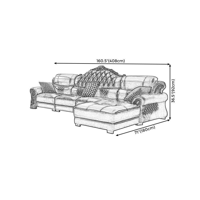 Genuine Leather Rolled Arm Sectional 36.22"High Camel Back Sofa, Dark Brown Clearhalo 'furn' 'furn_sectionals' 'Furniture' 'furniture_sectionals' 'Living Room Furniture' 'Sectionals' 1200x1200_32cd6bb2-9019-4d79-8ad7-4af4b9374d1e