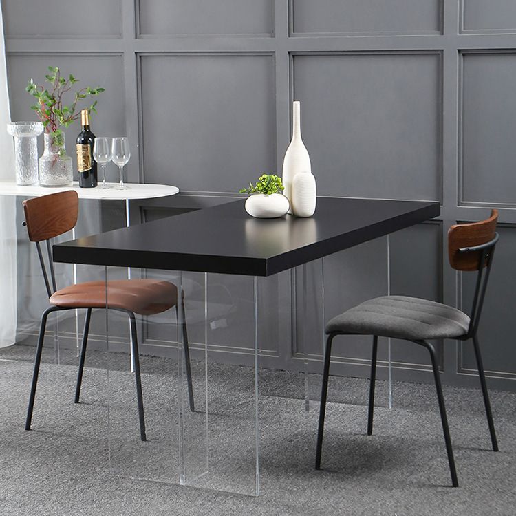 Transparent Base Double Pedestal Table Modern Stone Top Dinner Table Kitchen Home Clearhalo 'Dining Tables & Seating' 'Dining Tables' 'dining_table' 'furn' 'furn_dining_table' 'Furniture' 'furniture_dining_table' 'Kitchen & Dining Furniture' 'kitchen' 'kitchen_dining_table' 1200x1200_32cd7520-31bd-455c-93b4-6b3d12b1da94