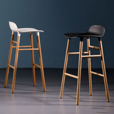 Scandinavian Solid Wood Legs Bar Stool Armless Plastic Bar Stool for Living Room
