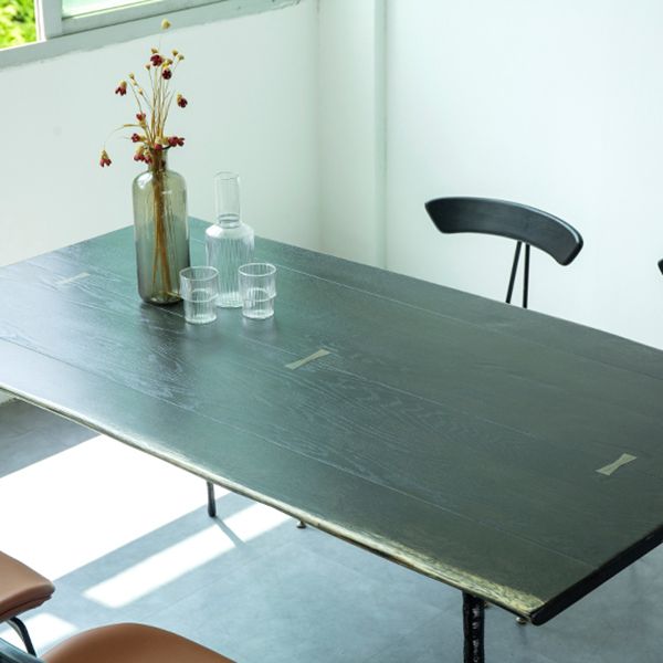 4-foot Oak Solid Wood Industrial Rectangle Dining Table for Dining Room Clearhalo ' dining_table' 'Dining Tables & Seating' 'Dining Tables' 'furn' 'furn_dining_table' 'Furniture' 'furniture_dining_table' 'Kitchen & Dining Furniture' 'kitchen&dining_furn' 'kitchen' 'kitchen_dining_table' 1200x1200_32d071b2-e7f1-4678-a348-51f255eef65b