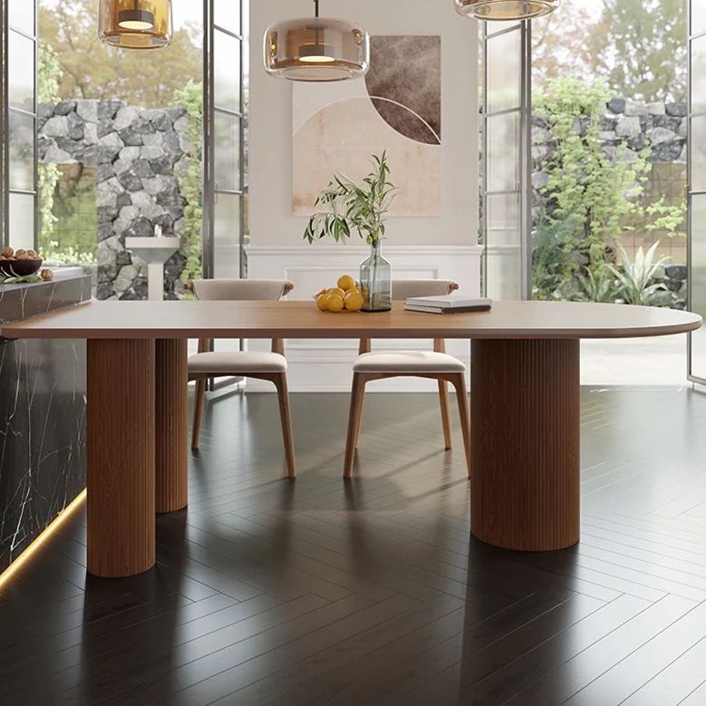 Pine Wood Top Dining Table Modern Solid Wood Table with 3 Legs Clearhalo 'Dining Tables & Seating' 'Dining Tables' 'dining_table' 'furn' 'furn_dining_table' 'Furniture' 'Kitchen & Dining Furniture' 1200x1200_32d1313f-dc80-4e15-a6dc-03fb9654e332