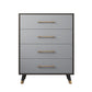 15.74" W Gray Accent Chest with Solid Wood Straight Legs Chest with Drawers