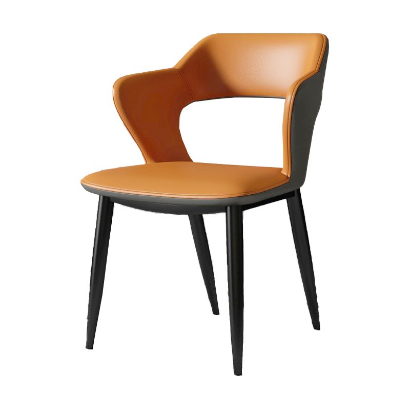 Contemporary Dining Room Chair Matte Finish Leather Curved Open Back Arm Chair Clearhalo ' kitchen&dining_furn' 'Dining Chairs' 'Dining Tables & Seating' 'dining_chair' 'furn' 'furn_dining_chair' 'Furniture' 'furniture_dining_chair' 'Kitchen & Dining Furniture' 'kitchen' 1200x1200_32d5031e-c1fd-4e97-bd0c-f66ed04f074f