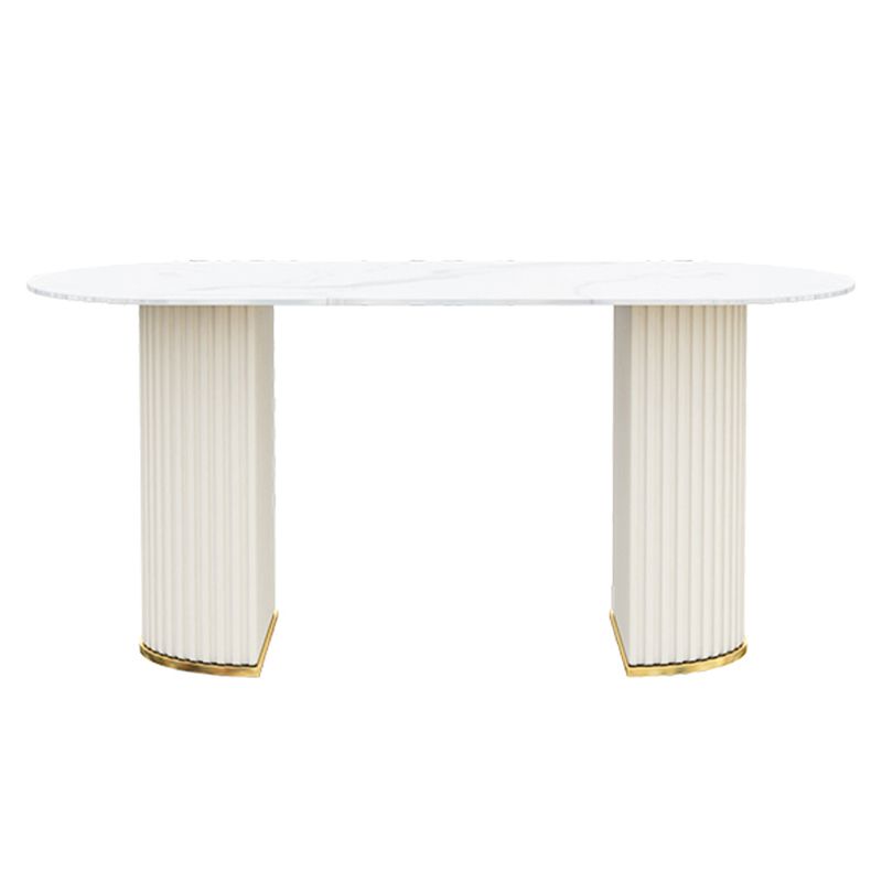 Oval Double Pedestal Contemporary Dining Table White Fixed Table of Sintered Stone Clearhalo ' dining_table' 'Dining Tables & Seating' 'Dining Tables' 'furn' 'furn_dining_table' 'Furniture' 'furniture_dining_table' 'Kitchen & Dining Furniture' 'kitchen&dining_furn' 'kitchen' 'kitchen_dining_table' 1200x1200_32d5c5cb-4473-49a4-8f63-0f6ce0f94e59