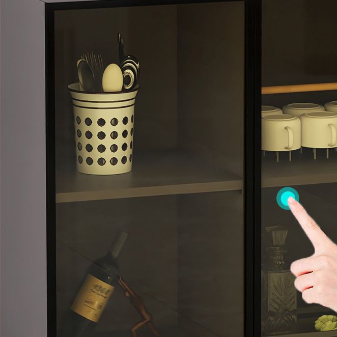 Modern Stone Buffet Sideboard White 33.4"H Dining Room Buffet Server with 2 Glass Doors Clearhalo 'buffet_sideboard' 'Buffets & Sideboards' 'Furniture' 'furniture_buffet_sideboard' 'Kitchen & Dining Furniture' 1200x1200_32d5f5c9-fd62-43f9-9ca6-c9e57d4ed9ec