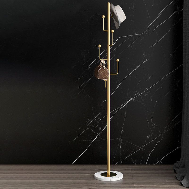 Freistehende Eingangshalle Hall Tree Marmor Basis Kleiderbügel mit 6 Haken
