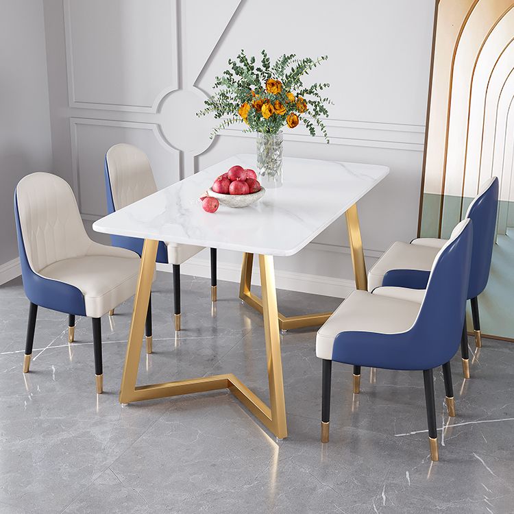 Glam Iron Dinette Set 1/2/5/6 Pieces Rectangle White Sintered Stone Top Dining Table Set Clearhalo 'Dining Room Sets' 'Dining Tables & Seating' 'dining_room_set' 'furn' 'furn_dining_room_set' 'Furniture' 'furniture_dining_room_set' 'Kitchen & Dining Furniture' 1200x1200_32d6fe26-5700-4409-8b40-e561419f3b0e