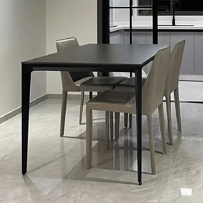 Contemporary 1/4/5 Pieces Dining Room Set Rectangle Stone Furniture in Black Clearhalo 'Dining Room Sets' 'Dining Tables & Seating' 'dining_room_set' 'furn' 'furn_dining_room_set' 'Furniture' 'Kitchen & Dining Furniture' 1200x1200_32d828c0-2850-4c92-9a49-9b2b8ffa0b64