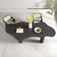 Irregular Shaped Office Conference Table Wood Writing Desk in White/Black