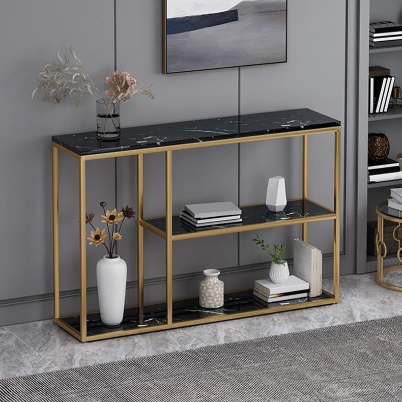 Tabla de acento de consola contemporánea Tabla de sofá de consola de acabado antiguo con estante
