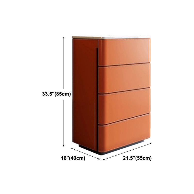 Credienza in pelle arancione credenza a buffet di pietra moderna con cassetto per sala da pranzo