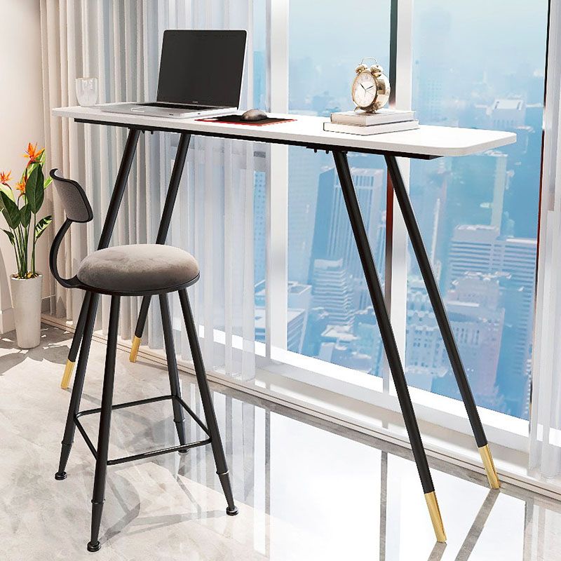 Industrial Style Black Metal Bar Table Faux Marble Rectangle Top Indoor Table with 4 Legs Clearhalo 'Bar Furniture' 'Bar Tables' 'bar_tables' 'furn' 'furn_bar_tables' 'Furniture' 'furniture_bar_tables' 'Kitchen & Dining Furniture' 'kitchen&dining_furn' 'kitchen' 1200x1200_32dec4b7-150a-413e-8bfa-2426f3234852