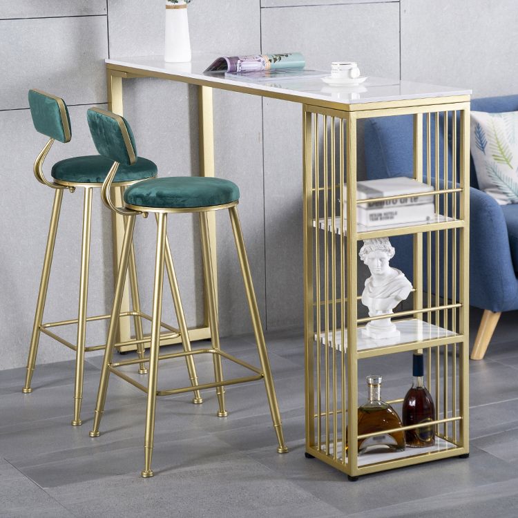 Marble Bistro Table with Rectangle Table Top Double Pedestal Table - 41.3" H Clearhalo 'Bar Furniture' 'Bar Tables' 'bar_tables' 'furn' 'furn_bar_tables' 'Furniture' 'furniture_bar_tables' 'Kitchen & Dining Furniture' 1200x1200_32dfe82a-d802-451e-aff8-912f920738bf