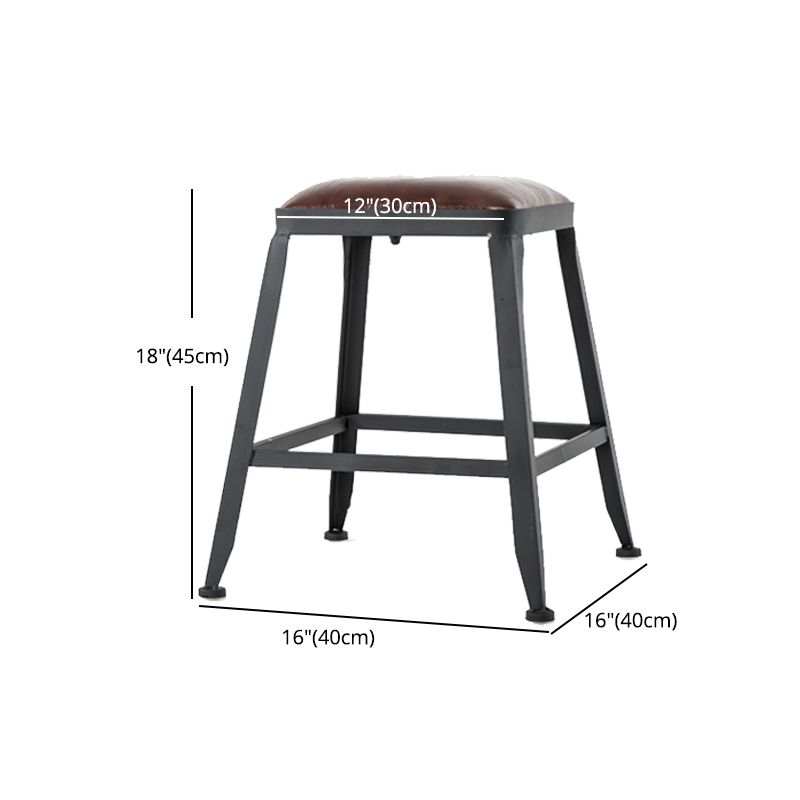 Industrial Footrest Armless Barstool Leather Stackable Coffee Shop Stool Clearhalo 'Bar Furniture' 'Bar Stools' 'bar_stools' 'furn' 'furn_bar_stools' 'Furniture' 'furniture_bar_stools' 'Kitchen & Dining Furniture' 1200x1200_32e021a9-a594-4f65-add3-2beb4a9de520