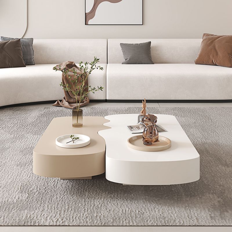 Abstract Coffee Cocktail Table with Storage White Wooden Modern Clearhalo 'Coffee & Accent Tables' 'Coffee Tables' 'coffee_tables' 'furn' 'furn_coffee_tables' 'Furniture' 'Living Room Furniture' 1200x1200_32e56637-3d57-4ebb-b4e0-270f4d30b3c2