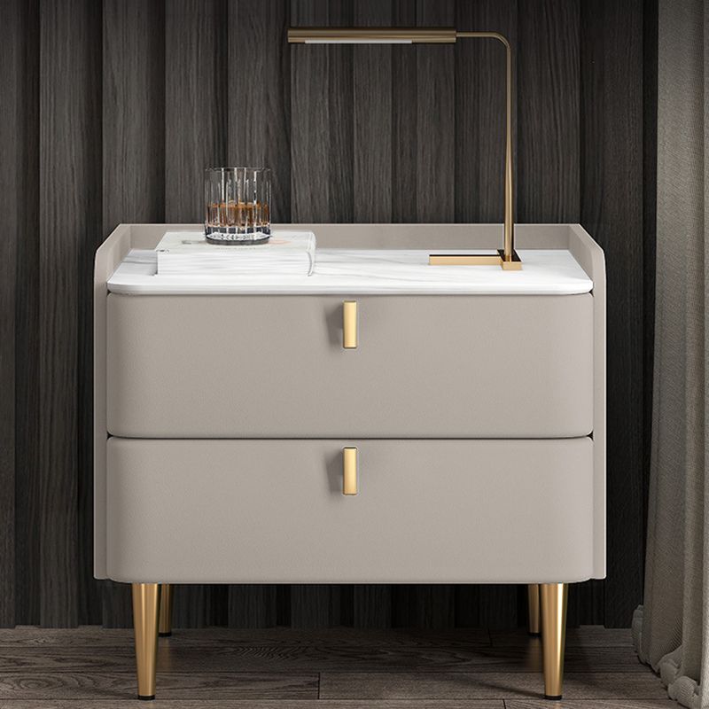 2 cajones Mesa nocturna Mesa de acento moderno .19 "de alto