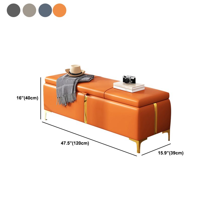 15.4" W Glam Upholstered Ottoman Bench Cushioned Seating Bench Clearhalo 'Benches' 'Chairs & Seating' 'furn' 'furn_benches' 'Furniture' 'Living Room Furniture' 1200x1200_32e80726-1d69-4792-a679-bfcec6506561