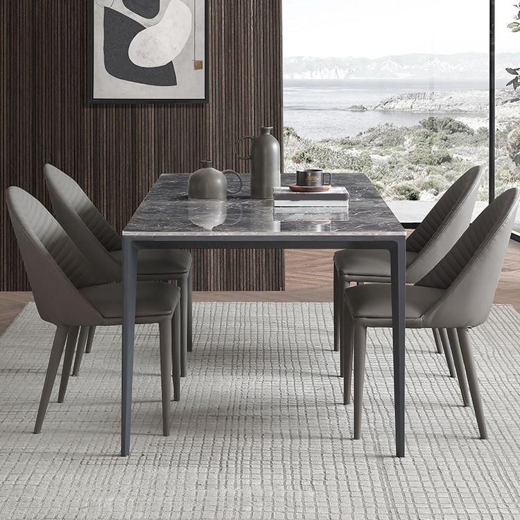 Simple Style Sintered Stone Table 4 Legs Aluminum Base Rectangle Table for Home Clearhalo ' dining_table' 'Dining Tables & Seating' 'Dining Tables' 'Furniture' 'furniture_dining_table' 'Kitchen & Dining Furniture' 'kitchen&dining_furn' 'kitchen' 'kitchen_dining_table' 1200x1200_32e9626d-660c-4e7f-a6a2-bf2b4573ab44