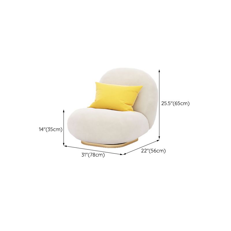 Sofa incurvé de bras en pente Sofa simple en laine nordique en blanc de 27,6 "h
