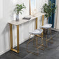 Bartisch aus gesintertem Stein, moderner Esstisch, Bartisch mit Gold- und Metallbasis