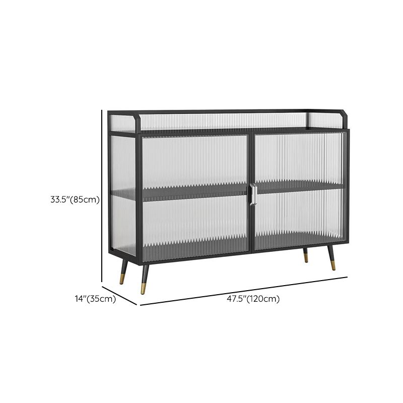 Glam Cabinets Sideboard Buffet Glass Doors Metal Buffet Sideboard Clearhalo 'buffet_sideboard' 'Buffets & Sideboards' 'furn' 'furn_buffet_sideboard' 'Furniture' 'Kitchen & Dining Furniture' 1200x1200_32ec2d30-c300-49e7-b249-297038cfa1bb