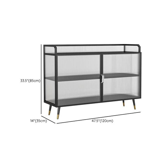 Glam Cabinets Sideboard Buffet Glass Doors Metal Buffet Sideboard Clearhalo 'buffet_sideboard' 'Buffets & Sideboards' 'furn' 'furn_buffet_sideboard' 'Furniture' 'Kitchen & Dining Furniture' 1200x1200_32ec2d30-c300-49e7-b249-297038cfa1bb