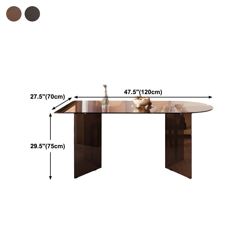 Tempered Glass Dining Table for Restaurant Modern Free Form Table with Double Pedestal Clearhalo 'Dining Tables & Seating' 'Dining Tables' 'dining_table' 'furn' 'furn_dining_table' 'Furniture' 'furniture_dining_table' 'Kitchen & Dining Furniture' 'kitchen' 'kitchen_dining_table' 1200x1200_32ecd15f-7784-4e6c-a27e-ba36f6180bfb