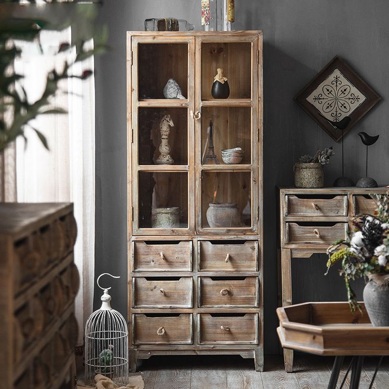 Industrial Distressed Wood Accent Cabinet in Brown with Drawers Clearhalo 'Cabinets & Chests' 'cabinets_chests' 'furn' 'furn_cabinets_chests' 'Furniture' 'Living Room Furniture' 1200x1200_32efe586-3376-44a7-8f74-9cec57437389