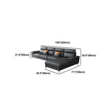 Modern 4-Seater Pillow Top Arm Sofa Faux Leather Sofa with Chaise - 129.9" W Clearhalo 'furn' 'furn_sectionals' 'Furniture' 'Living Room Furniture' 'Sectionals' 1200x1200_32f24083-917c-45e3-a405-e009c1fb7d97