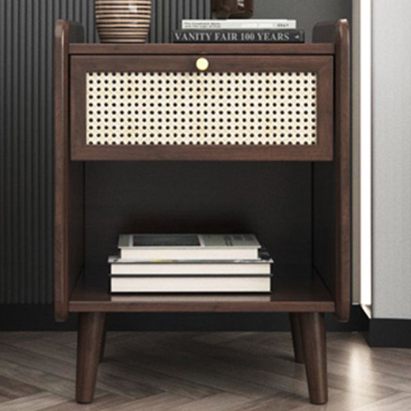 Cassetto del tavolo da notte in legno massiccio moderno da 19 pollici H comodino da letto con gambe