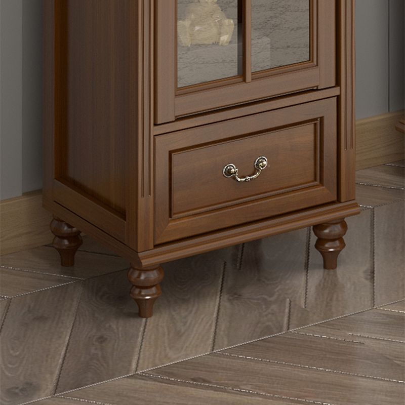 Mid-Century Modern Pine Storage Cabinet Solid Wood Brown Storage Cabinet with Drawer Clearhalo 'Cabinets & Chests' 'cabinets_chests' 'furn' 'furn_cabinets_chests' 'Furniture' 'Living Room Furniture' 1200x1200_32f9d3f5-cb8a-4621-8d25-de82261e4328