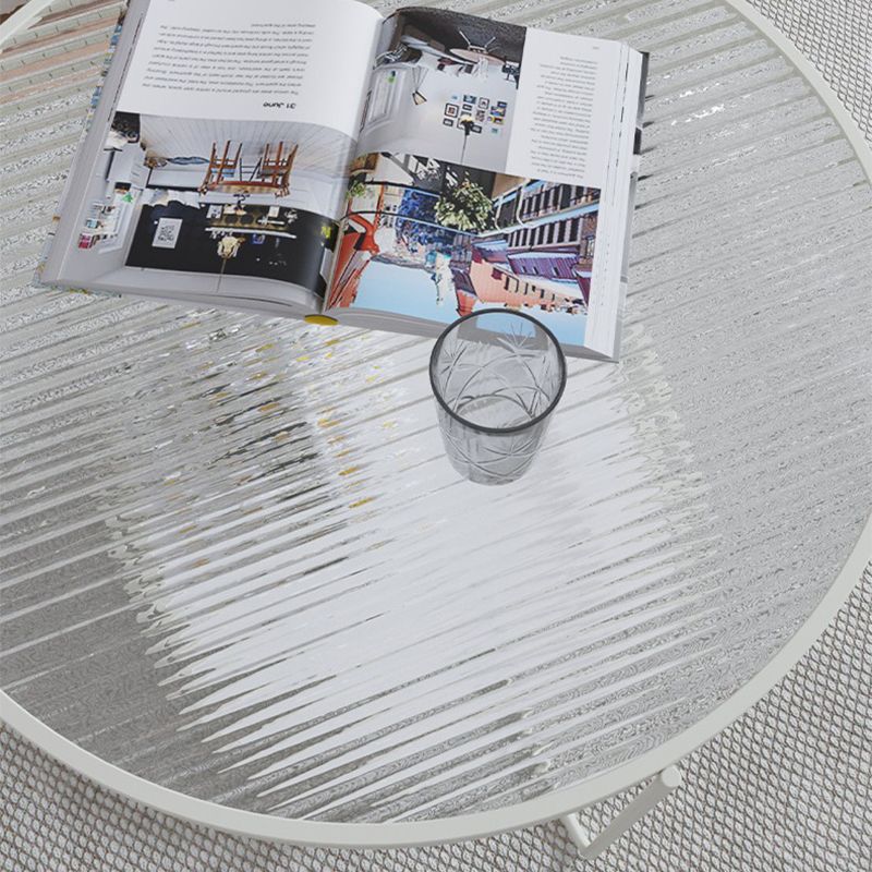 Round Cocktail Table Glass Top Single Coffee Table with Shelf Clearhalo 'Coffee & Accent Tables' 'Coffee Tables' 'coffee_tables' 'furn' 'furn_coffee_tables' 'Furniture' 'Living Room Furniture' 1200x1200_32fbbff0-2a06-405d-8ff4-9268957f40cb