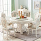 Stone Top Dining Table Round Dining Table with Pedestal Base in White