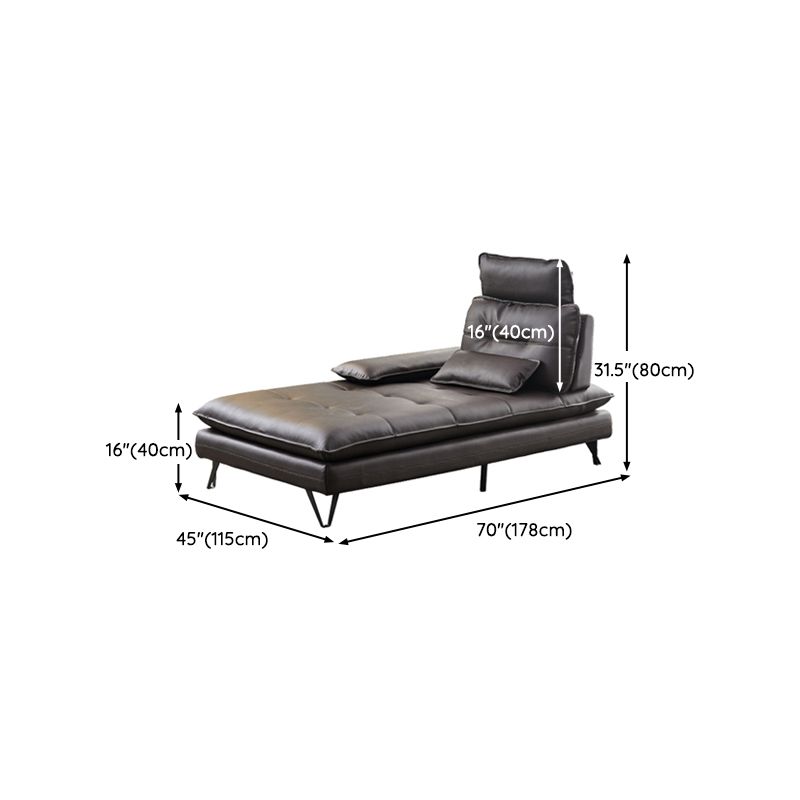 Living Room Black Leather Chaise Pillow Top Arms Modern Chaise Lounge Clearhalo 'Chairs & Seating' 'Chaise Lounge' 'chaise_lounge' 'furn' 'furn_chaise_lounge' 'Furniture' 'Living Room Furniture' 1200x1200_3300b9f8-741b-45b6-bf55-653ab68260bc