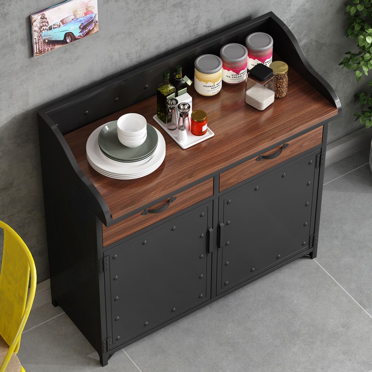 Pine Wood Dining Room Sideboard Cabinet Glam Credenza with Drawers and Storage Clearhalo 'buffet_sideboard' 'Buffets & Sideboards' 'furn' 'furn_buffet_sideboard' 'Furniture' 'furniture_buffet_sideboard' 'Kitchen & Dining Furniture' 1200x1200_33021b35-2154-448e-8bb1-c96498c7ed82