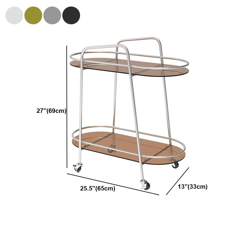 Metal Frame Glass Shelf Etagere Bookshelf with Caster Wheels,25.6"L x 13"W x 27.2"H Clearhalo 'Bookcases' 'furn' 'furn_bookcases' 'Furniture' 'furniture_bookcases' 'Office Furniture' 1200x1200_330358b9-5287-45b4-a364-cb3ed5f2ed92
