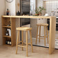 Mesa de comedor contemporánea de madera maciza, mesa de bar rectangular con base de almacenamiento