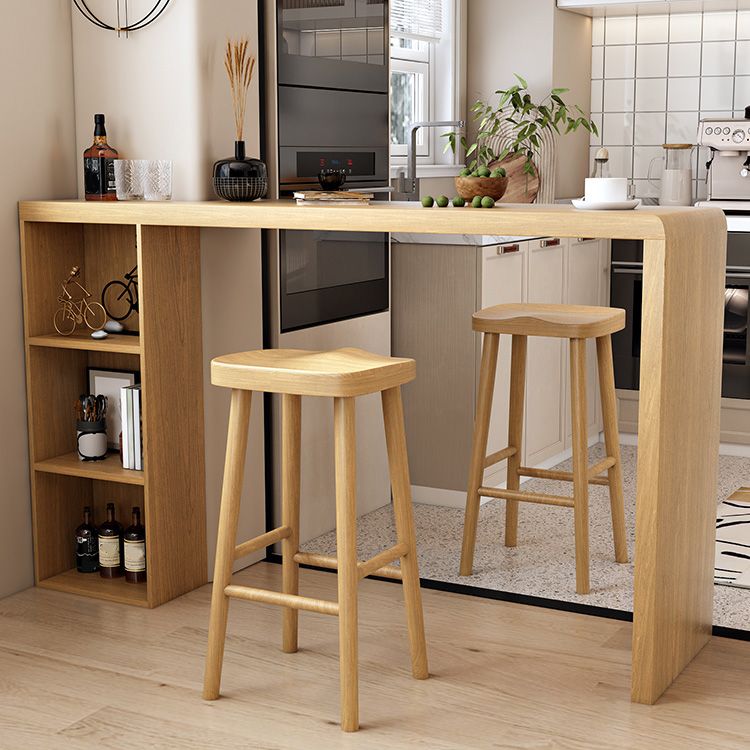 Mesa de comedor contemporánea de madera maciza, mesa de bar rectangular con base de almacenamiento