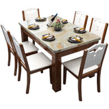 Mesa de comedor rectangular contemporánea Colección de comedor de mármol con 4 pies