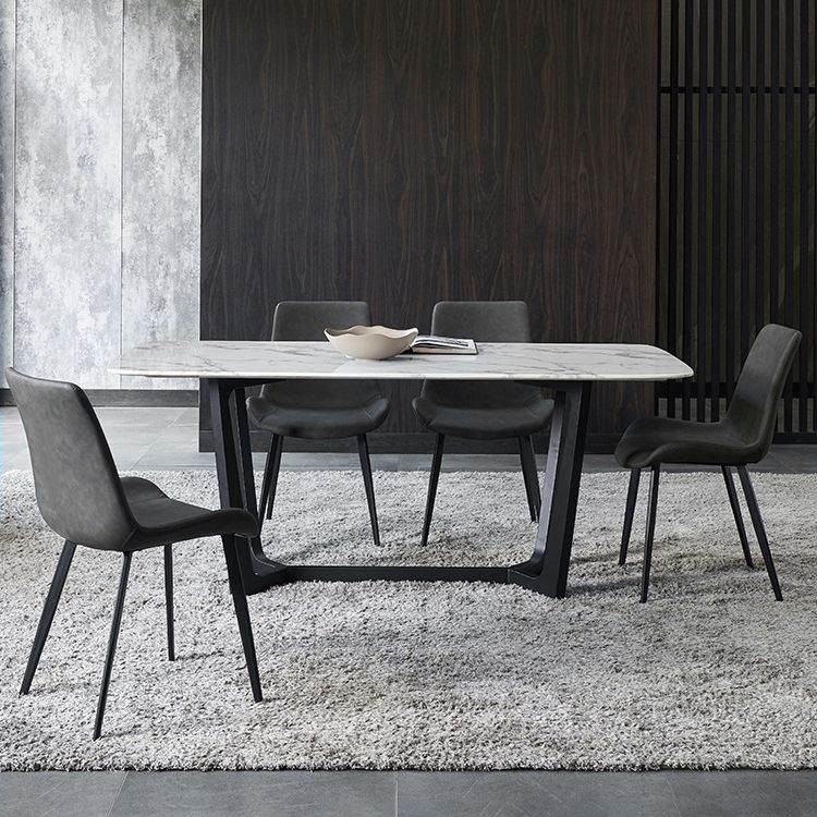 Modern Leather Restaurant Side Chair Solid Back Dining Chair (Set of 2) Clearhalo ' kitchen&dining_furn' 'Dining Chairs' 'Dining Tables & Seating' 'dining_chair' 'furn' 'furn_dining_chair' 'Furniture' 'furniture_dining_chair' 'Kitchen & Dining Furniture' 'kitchen' 1200x1200_330858f4-378b-4c51-8f79-058bdb0d22cd