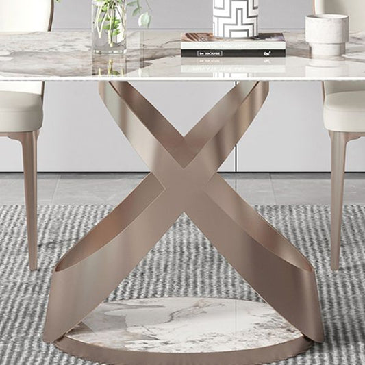 豪華な焼結石トップダイニングセット長方形1/2/5ピースダイニングルームテーブルセット