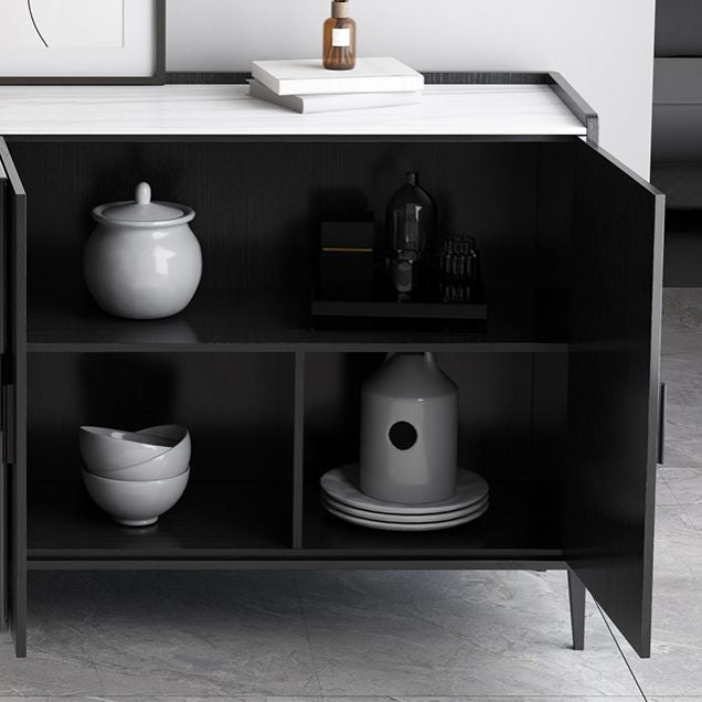 Server delle porte in vetro in stile credenza in pietra con armadi e cassetti